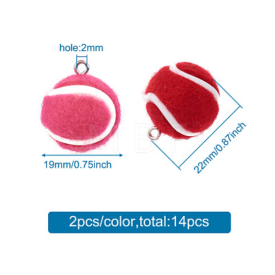 14Pcs 7 Colors Cloth Fabric Pendants FIND-TA0001-59-1