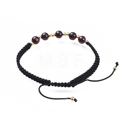 Adjustable Natural Garnet Braided Bead Bracelets BJEW-JB04599-01-1
