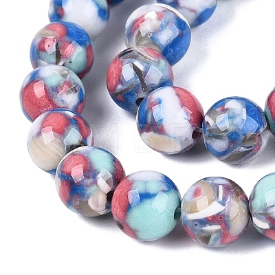 Assembled Synthetic Turquoise and Trochus Shell Beads Strands G-N369-02A-02-1