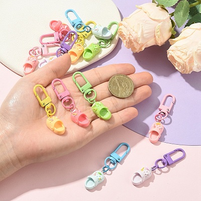 12Pcs 6 Colors Resin Shoes Pendant Decorations HJEW-YW00238-1
