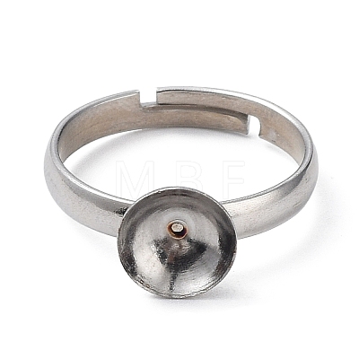 Adjustable 304 Stainless Steel Finger Rings Components STAS-E163-97P-1