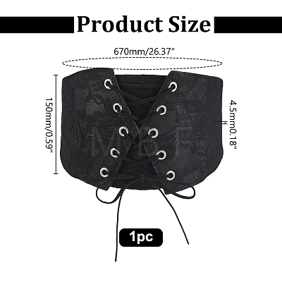 1Pc Polyester Lace & Imitation Leather Elastic Waist Belly Belts for Dress AJEW-HY0003-46-1