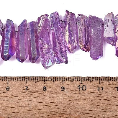 Spray Painted Electroplate Natural Quartz Crystal Points Beads Strands G-Q610-02G-1