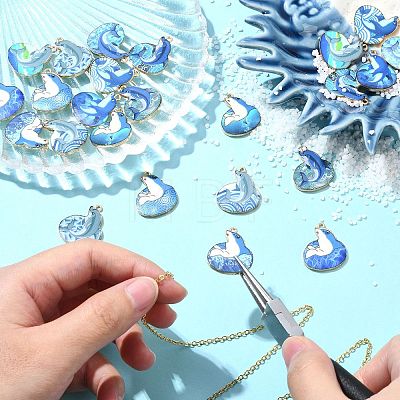 24Pcs 12 Styles Printed Alloy Pendants ENAM-CJ0006-80-1