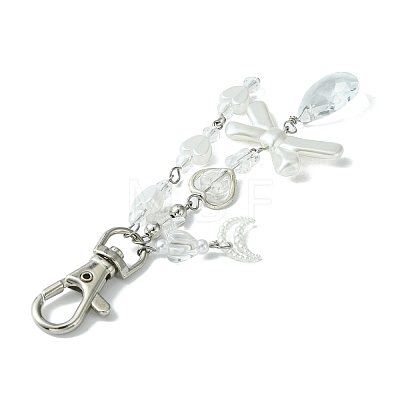 ABS Plastic Imitation Pearl & Glass Pendant Keychains KEYC-FZ00006-1