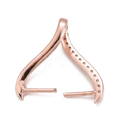 Rack Plating Brass Micro Pave Cubic Zirconia Ice Pick Pinch Bails KK-B056-01RG-1