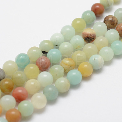 Natural Flower Amazonite Beads Strands G-F415-8mm-1