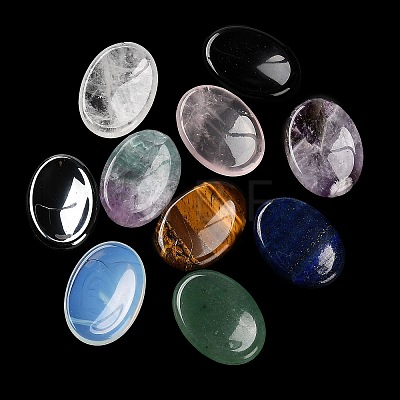 Natural & Synthetic Mixed Gemstone Oval Worry Stone G-R487-01-1