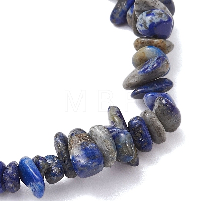 Natural Lapis Lazuli Chip Beaded Stretch Bracelets for Women Men BJEW-JB10652-03-1