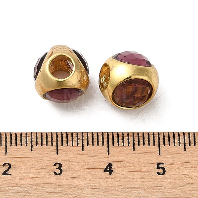 Rack Plating Brass Cubic Zirconia European Beads KK-K275-08G-1