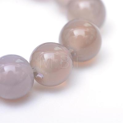 Round Natural Grey Agate Bead Strands G-R345-8mm-07-1