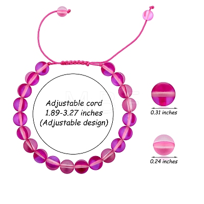 3Pcs Round Synthetic Moonstone Braided Bead Bracelets BJEW-SW00061-05-1