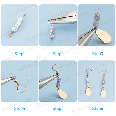 DIY Synthetic Turquoise Earring Kits DIY-SC0014-46-1