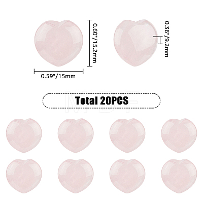 20Pcs Natural Rose Quartz Heart Palm Stone G-HY0001-02-1