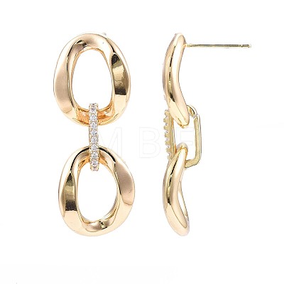 Cubic Zirconia Interlocked Oval Dangle Stud Earrings EJEW-N012-40-1