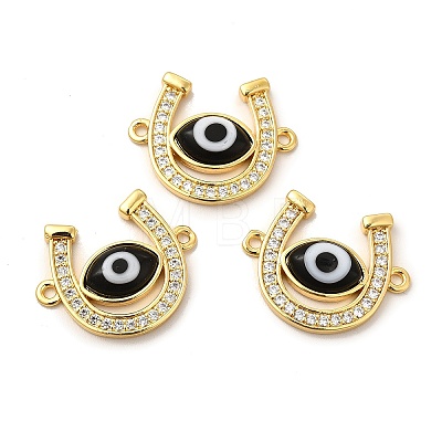 Rack Plating Real 18K Gold Plated Brass Micro Pave Clear Cubic Zirconia Connector Charms ZIRC-L102-01G-07-1