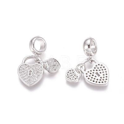 Brass Micro Pave Cubic Zirconia European Dangle Charms ZIRC-E163-13P-1