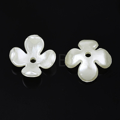 4-Petal ABS Plastic Imitation Pearl Bead Caps OACR-S020-31-1