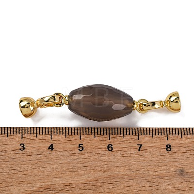 Rack Plating Brass and Grey Agate Flod Over Clasps KK-B103-09G-1