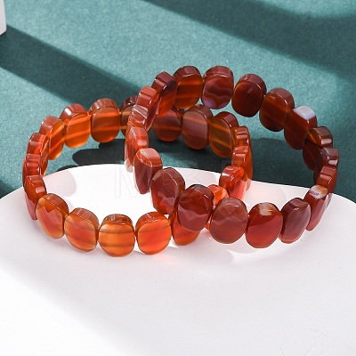 Dyed & Heated Natural Carnelian Faceted Beaded Stretch Bracelets for Women BJEW-K251-07O-1