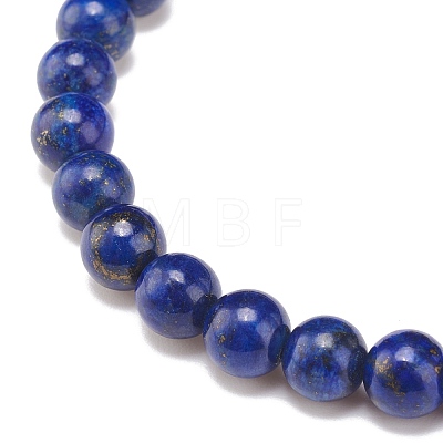 Natural Lapis Lazuli(Dyed & Heated) Round Beaded Stretch Bracelet BJEW-JB08368-1