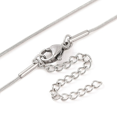 Non-Tarnish 304 Stainless Steel Round Snake Chain Necklaces for Women NJEW-G140-06A-P-1