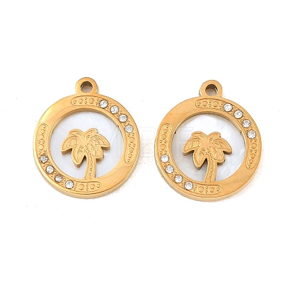 Ocean Theme 304 Stainless Steel & Natural Shell & Rhinestone Pendants SH-CBA72D5-01A-G-1