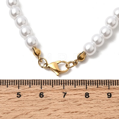 6MM White Round Plastic Pearl Beaded Necklaces for Women NJEW-L469-02G-1