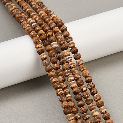 Natural Tibetan Style dZi Beads Strands G-P229-A-07J-6mm-1