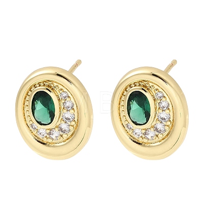 Brass Micro Pave Cubic Zirconia Stud Earrings EJEW-G471-13G-03-1