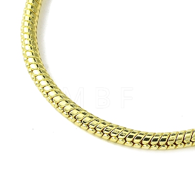 Brass Round Snake Chains with Alloy Heart Clasps Bracelets for Women BJEW-D041-03G-1
