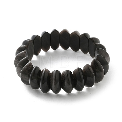 Bicone Natural Silver Obsidian Beads Stretch Bracelets for Women Men BJEW-C097-05I-1