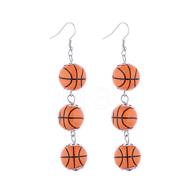 Sports Theme Alloy & Wood Dangle Earrings WGFF172-02-1