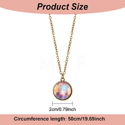 4Pcs 4 Style Luminous Glass Round Planet Pendant Necklaces Set NJEW-FI0001-02-1