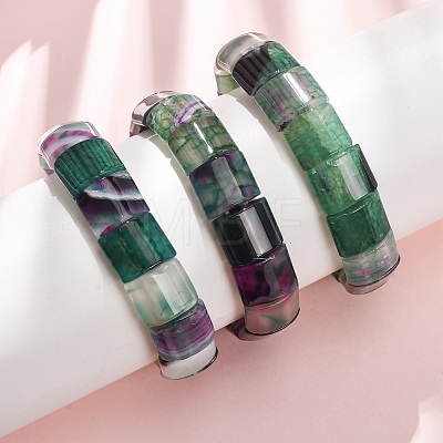 Square Natural Dragon Veins Agate(Dyed & Heated) Beaded Stretch Bracelets for Women Men GG-CBA9ACE-B16-1