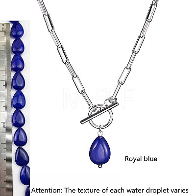 Dyed Natural Gemstone Pendant 304 Stainless Steel Paperclip Chain OT Necklaces for Women WG5218A-05-1
