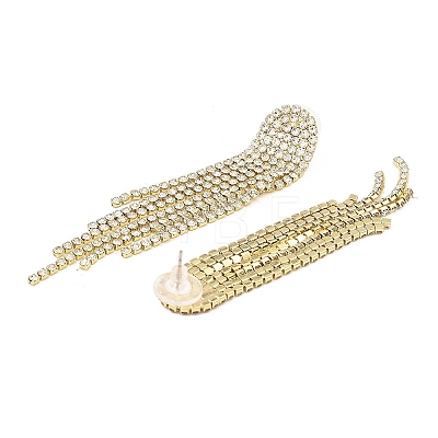 Cubic Zirconia Chains Tassel Earrings EJEW-P236-09G-1