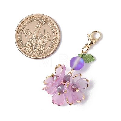 Flower Synthetic Moonstone & Glass Pendant Decorations HJEW-TA00337-01-1