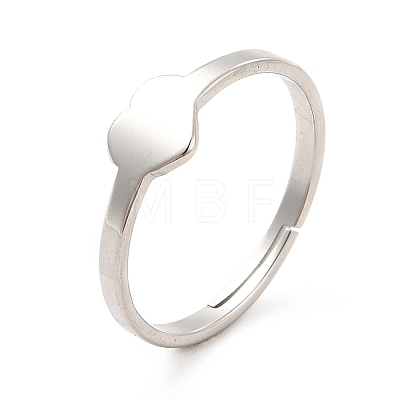 201 Stainless Steel Heart Adjustable Ring for Women RJEW-F131-06P-1