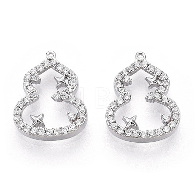 Rhodium Plated 925 Sterling Silver Micro Pave Cubic Zirconia Charms STER-T004-14P-1