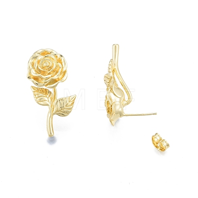 Brass Rose of Life Stud Earrings for Women EJEW-P205-02G-1