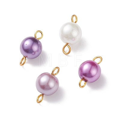 Glass Imitation Pearl Connector Charms PALLOY-JF01881-02-1