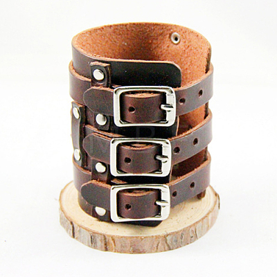 Punk Rock Style Cowhide Leather Bracelets BJEW-O088-02B-1