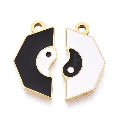 304 Stainless Steel Enamel Split Pendants STAS-T074-01G-1