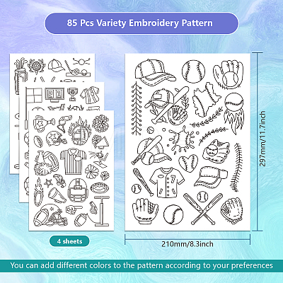 4 Sheets 11.6x8.2 Inch Stick and Stitch Embroidery Patterns DIY-WH0455-057-1