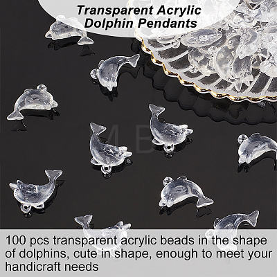 100Pcs Transparent Acrylic Pendants TACR-AR0001-11-1