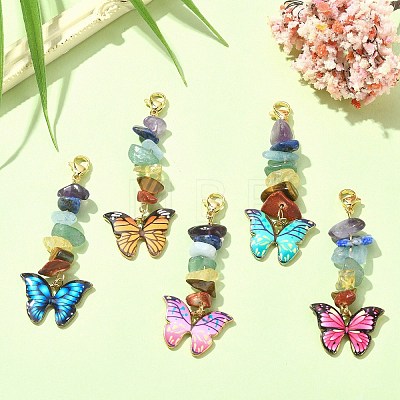 Butterfly Alloy Enamel Pendant Decorations HJEW-JM01192-01-1