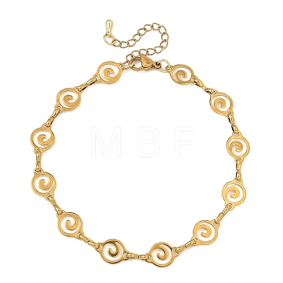304 Stainless Steel Hollow Spiral Link Chain Anklets AJEW-AN00848-01-1