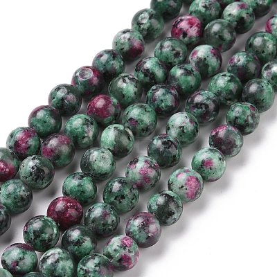 Synthetic Ruby in Zoisite Beads Strands G-S281-52-8mm-1-1