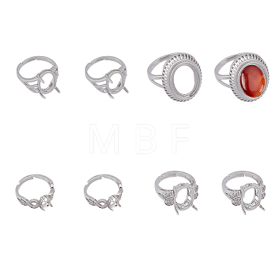 8Pcs 4 Style Adjustable Brass Finger Ring Components KK-FH0006-14-1